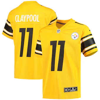 youth nike chase claypool gold pittsburgh steelers inverted